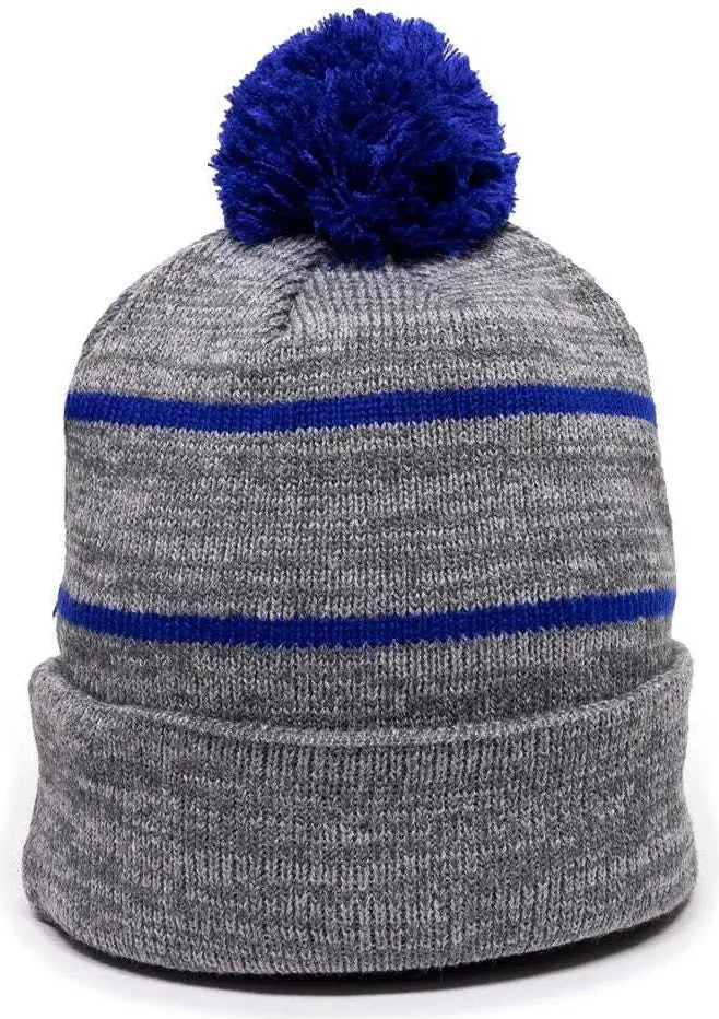 Oc Sports Knf-100 Acrylic Knit Watch Cap Beanie - Heathered Gray Royal - one Size Fits Most