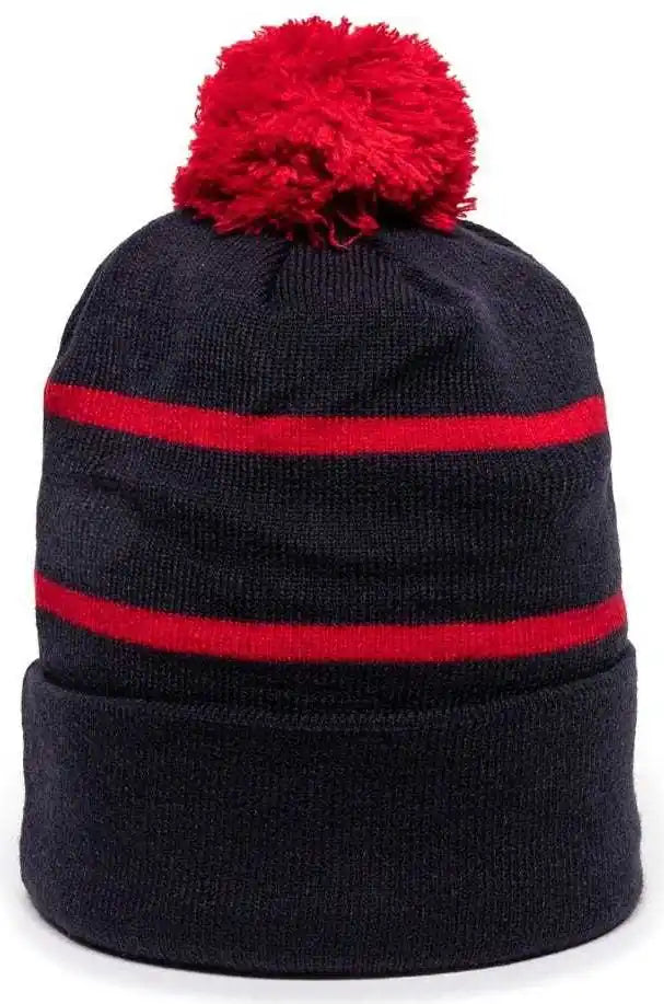 Oc Sports Knf-100 Acrylic Knit Watch Cap Beanie - Navy Red - one Size Fits Most