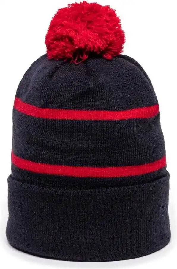 Oc Sports Knf-100 Acrylic Knit Watch Cap Beanie - Navy Red - one Size Fits Most