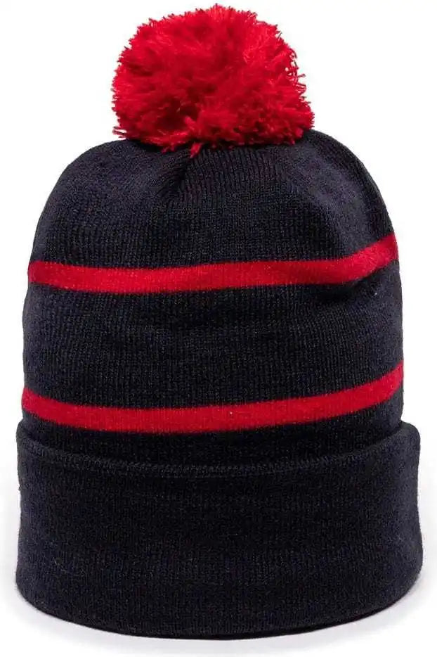 Oc Sports Knf-100 Acrylic Knit Watch Cap Beanie - Navy Red - one Size Fits Most