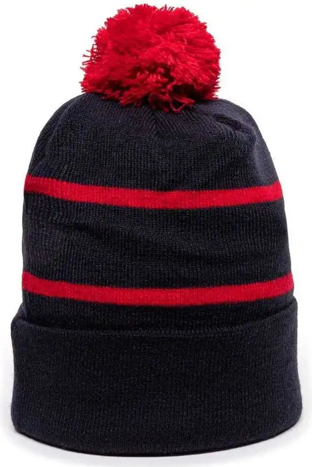 Oc Sports Knf-100 Acrylic Knit Watch Cap Beanie - Navy Red - one Size Fits Most