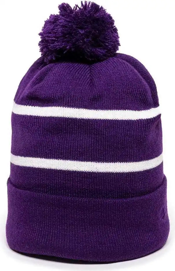Oc Sports Knf-100 Acrylic Knit Watch Cap Beanie - Purple White - one Size Fits Most