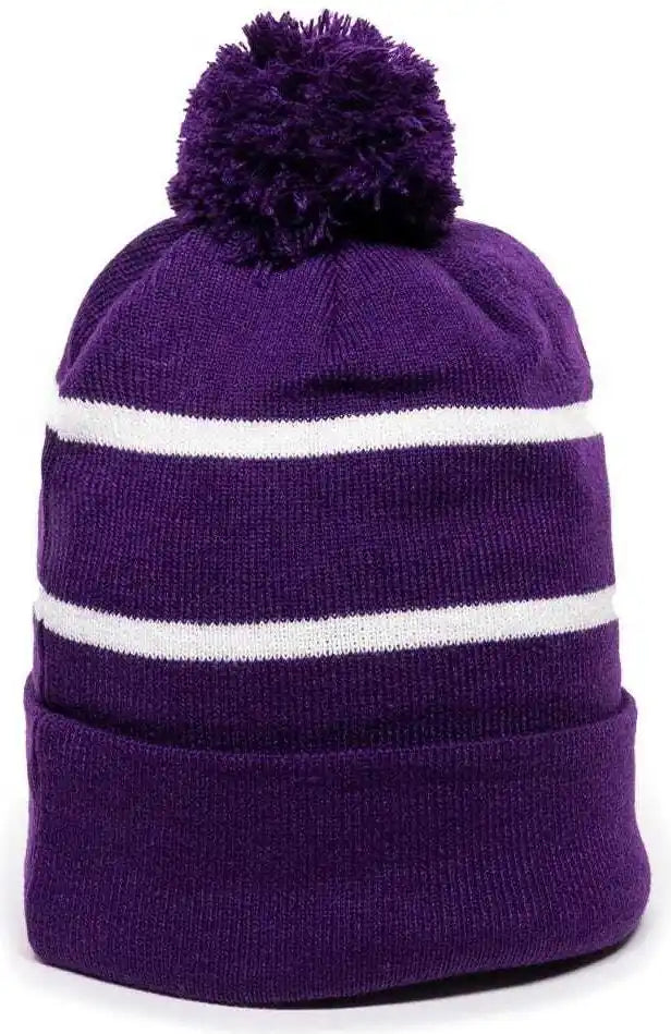 Oc Sports Knf-100 Acrylic Knit Watch Cap Beanie - Purple White - one Size Fits Most