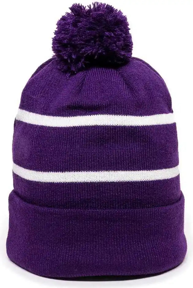 Oc Sports Knf-100 Acrylic Knit Watch Cap Beanie - Purple White - one Size Fits Most