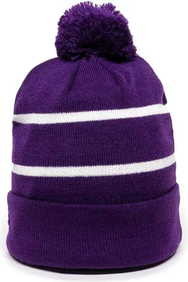 Oc Sports Knf-100 Acrylic Knit Watch Cap Beanie - Purple White - one Size Fits Most