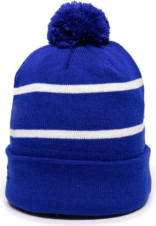 Oc Sports Knf-100 Acrylic Knit Watch Cap Beanie - Royal White - one Size Fits Most