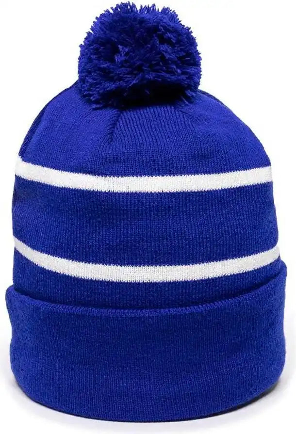 Oc Sports Knf-100 Acrylic Knit Watch Cap Beanie - Royal White - one Size Fits Most