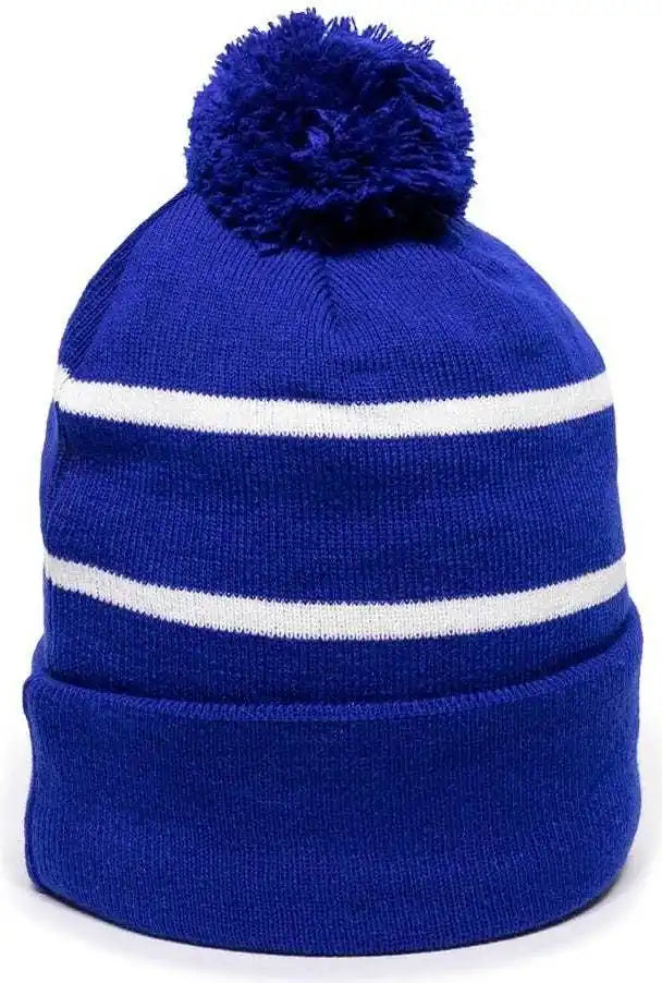 Oc Sports Knf-100 Acrylic Knit Watch Cap Beanie - Royal White - one Size Fits Most