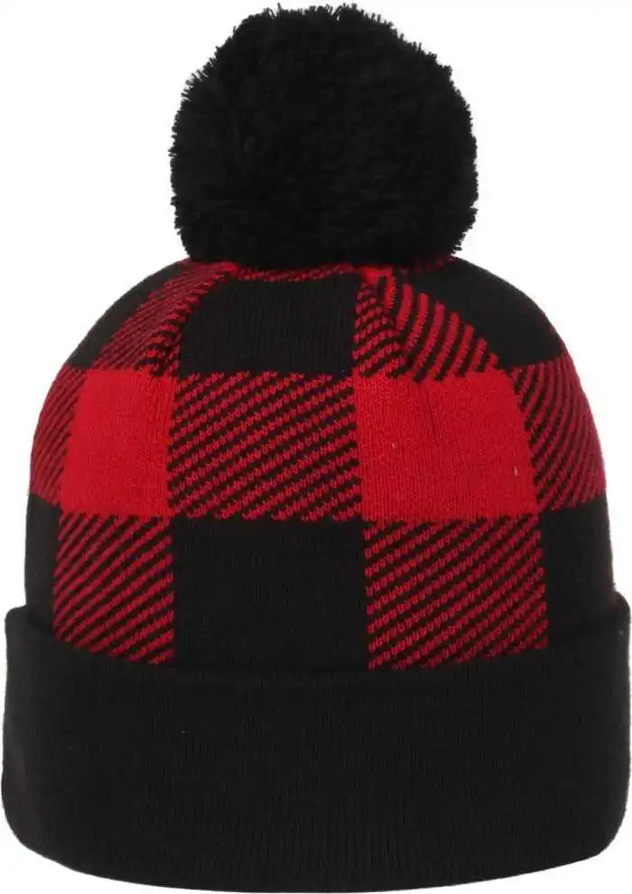 Oc Sports Knf-pld Graphic Watch Beanier with Pom - Red Black - Osfm