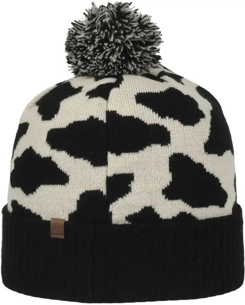 Oc Sports Knf-wild Graphic Watch Beanie with Pom - Black Cream - Osfm