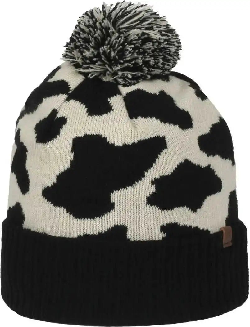 Oc Sports Knf-wild Graphic Watch Beanie with Pom - Black Cream - Osfm