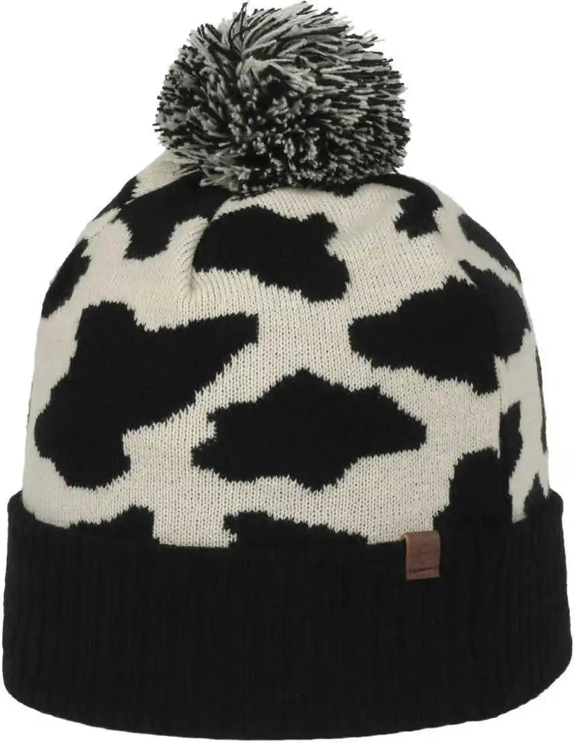 Oc Sports Knf-wild Graphic Watch Beanie with Pom - Black Cream - Osfm