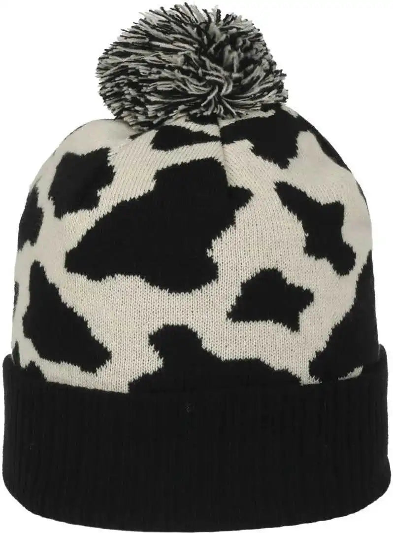 Oc Sports Knf-wild Graphic Watch Beanie with Pom - Black Cream - Osfm