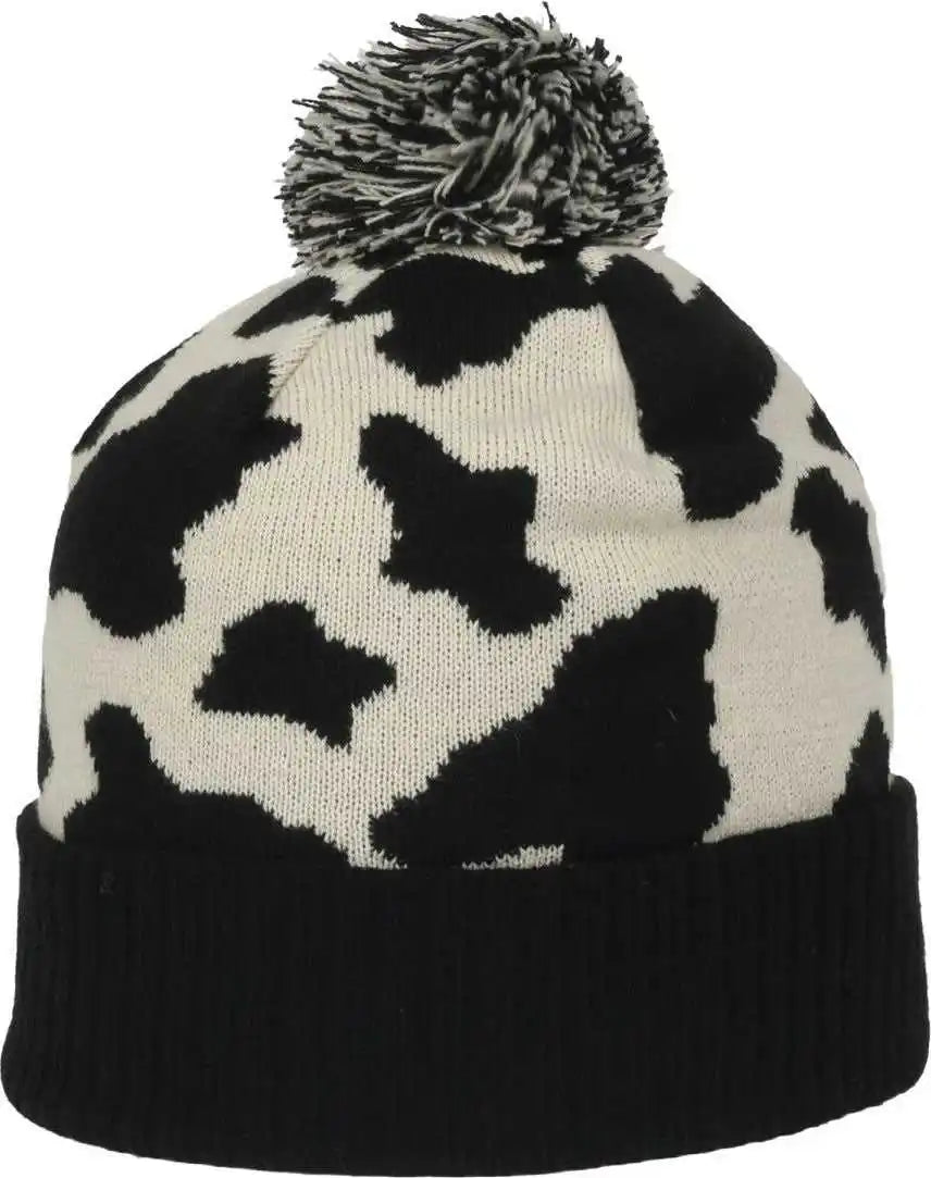 Oc Sports Knf-wild Graphic Watch Beanie with Pom - Black Cream - Osfm