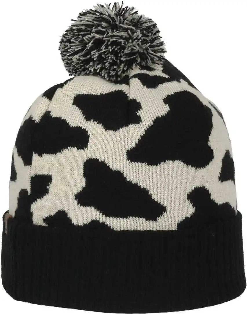 Oc Sports Knf-wild Graphic Watch Beanie with Pom - Black Cream - Osfm