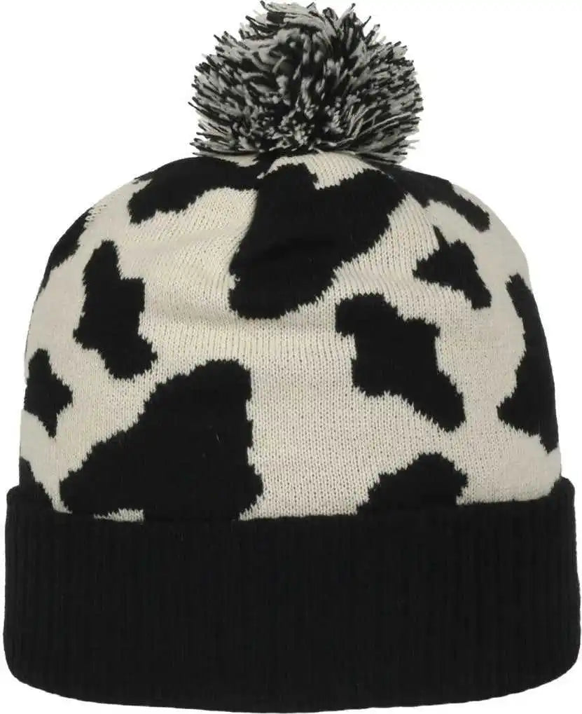 Oc Sports Knf-wild Graphic Watch Beanie with Pom - Black Cream - Osfm