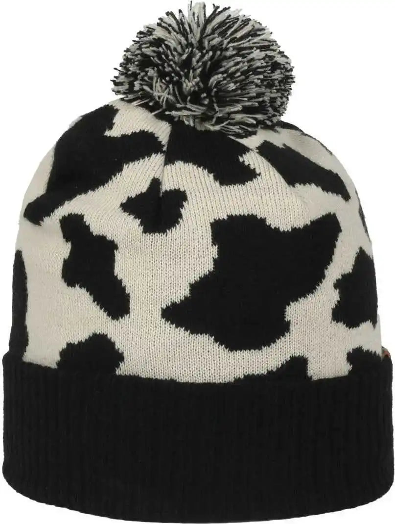 Oc Sports Knf-wild Graphic Watch Beanie with Pom - Black Cream - Osfm