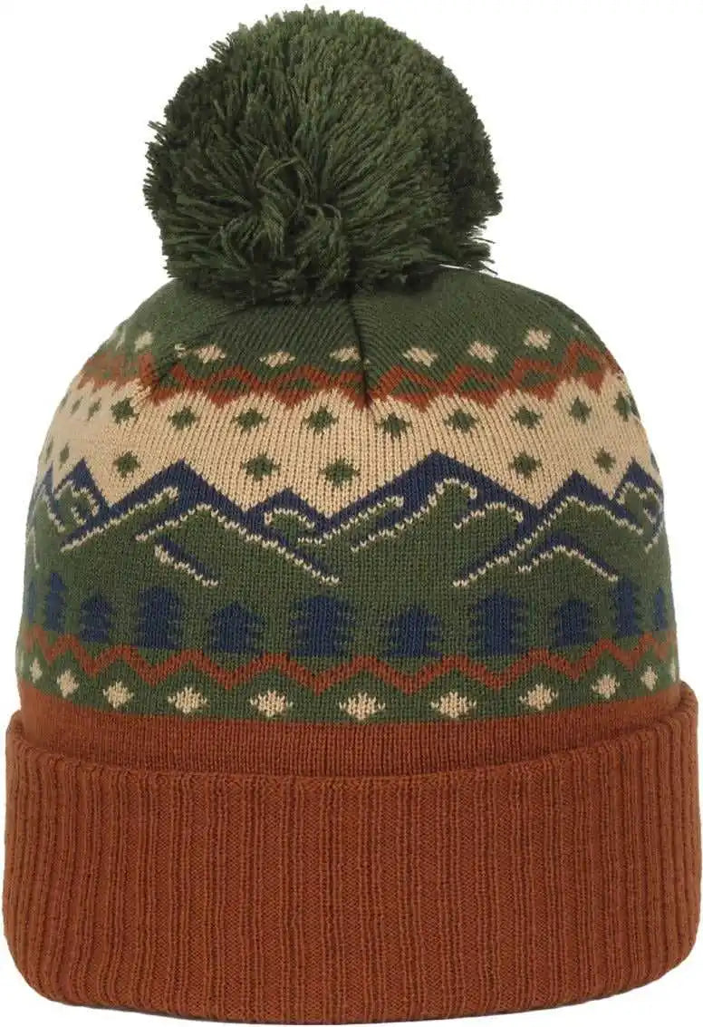 Oc Sports Knf-wild Graphic Watch Beanie with Pom - Mountain - Osfm