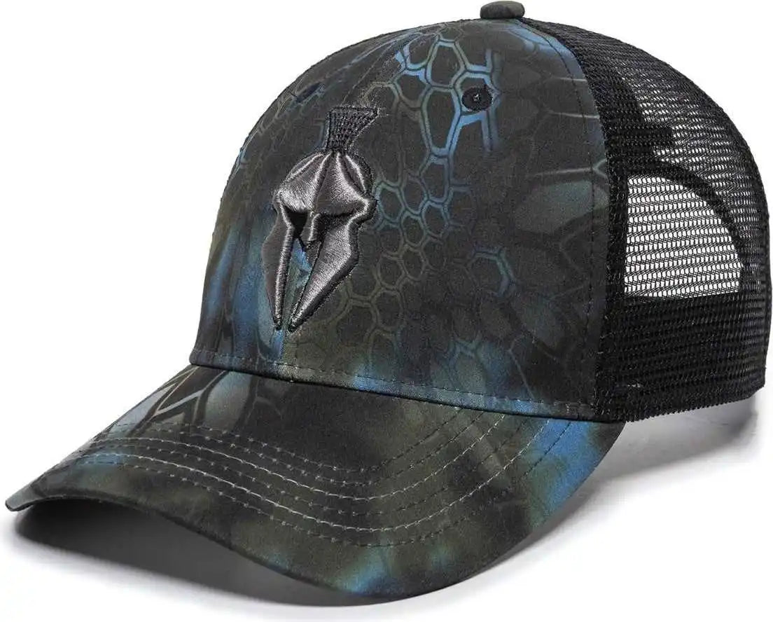 Oc Sports Kry-027 Low Crown Polyester Camo Front Mesh Back Cap - Kryptek Neptune Black - 6 7/8’’ - 7 1/2’’