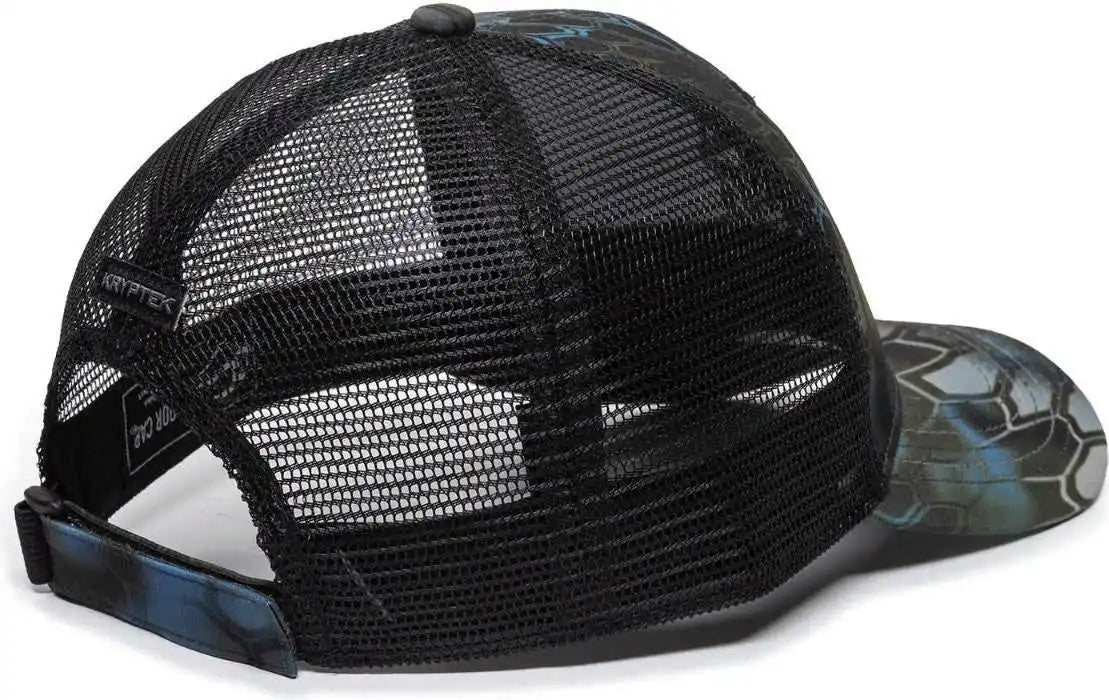 Oc Sports Kry-027 Low Crown Polyester Camo Front Mesh Back Cap - Kryptek Neptune Black - 6 7/8’’ - 7 1/2’’