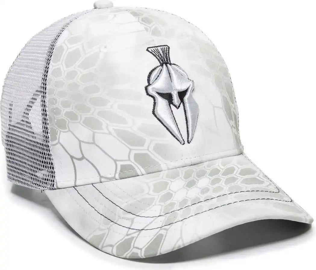 Oc Sports Kry-027 Low Crown Polyester Camo Front Mesh Back Cap - Kryptek Wraith White - 6 7/8’’ - 7 1/2’’