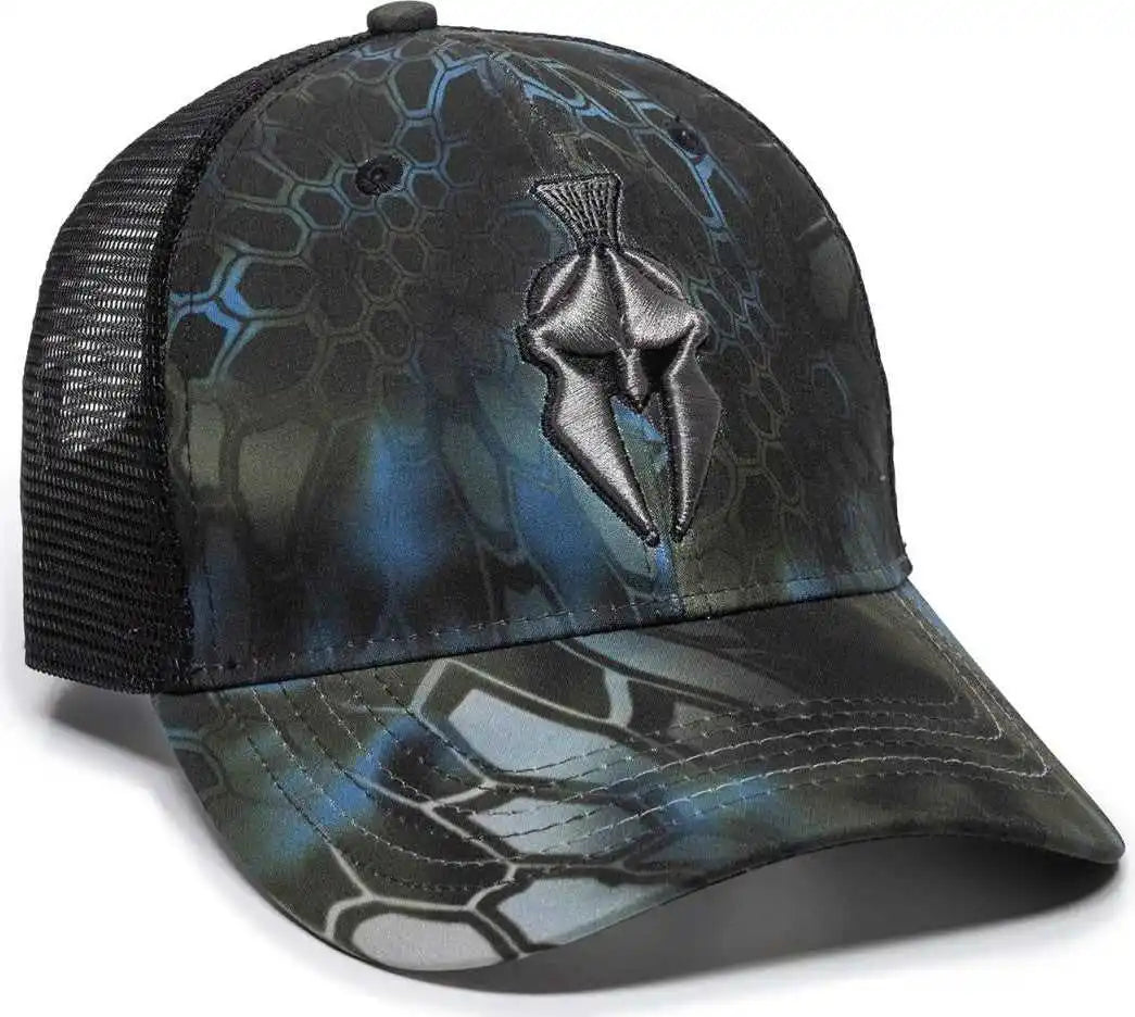 Oc Sports Kry-027 Low Crown Polyester Camo Front Mesh Back Cap - Kryptek Neptune Black - 6 7/8’’ - 7 1/2’’
