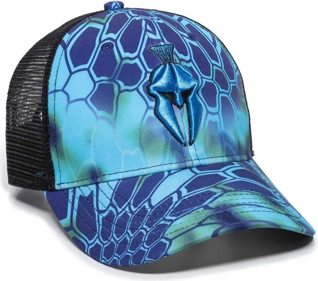 Oc Sports Kry-027 Low Crown Polyester Camo Front Mesh Back Cap - Kryptek Pontus Black - 6 7/8’’ - 7 1/2’’