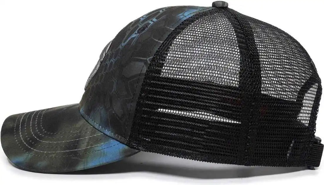 Oc Sports Kry-027 Low Crown Polyester Camo Front Mesh Back Cap - Kryptek Neptune Black - 6 7/8’’ - 7 1/2’’