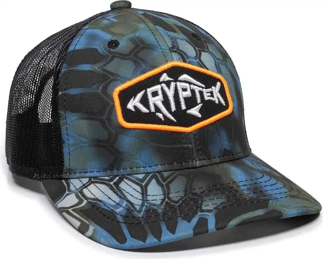 Oc Sports Kry-028 Round Crown Polyester Camo Front Mesh Back Cap - Kryptek Neptune Black - 6 7/8’’ - 7 1/2’’