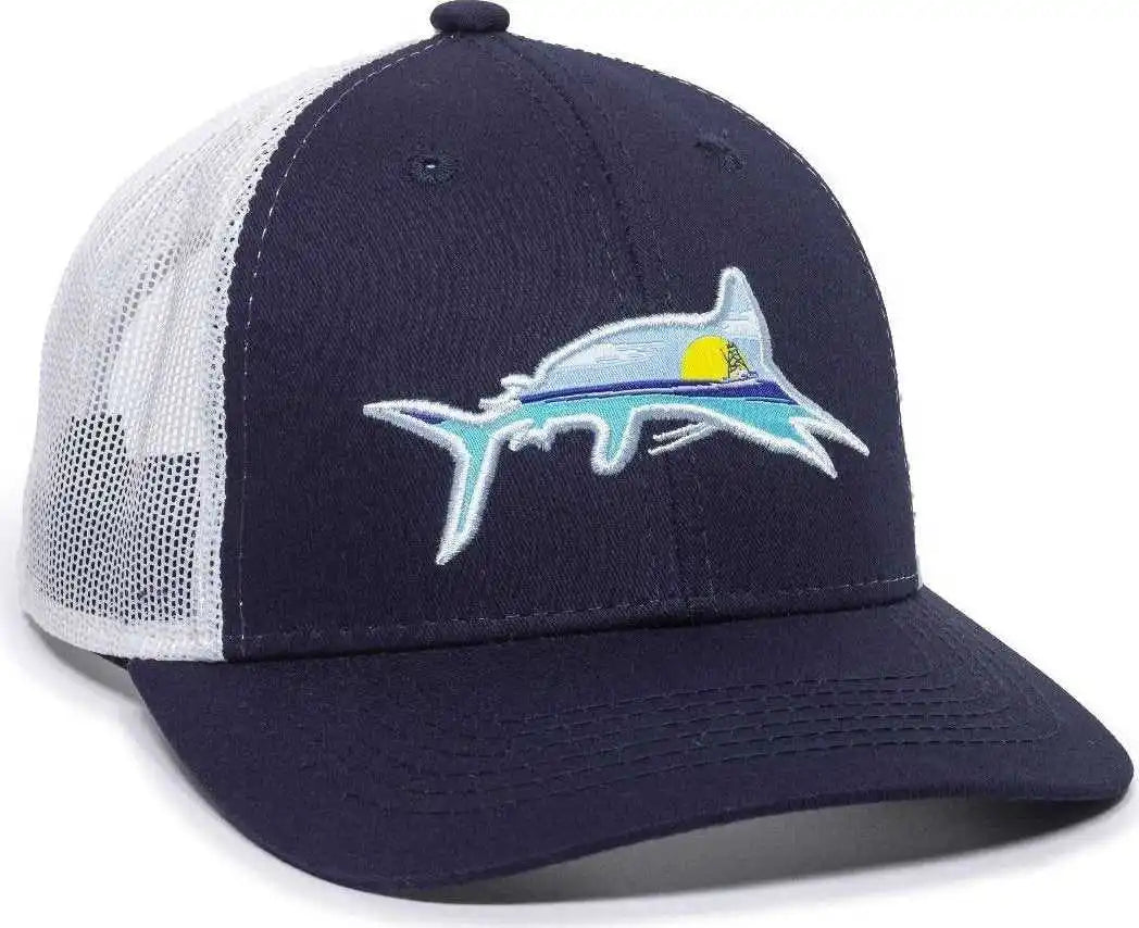 Oc Sports Mar-015 Fishing Adjustable Mesh Back Cap - Navy White - 6 7/8’’ - 7 1/2’’