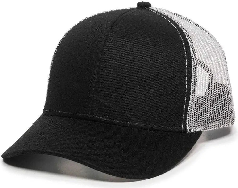 Oc Sports Mbw-600 Team Adjustable Mesh Back Ball Cap - Black White - 6 7/8’’ - 7 1/2’’