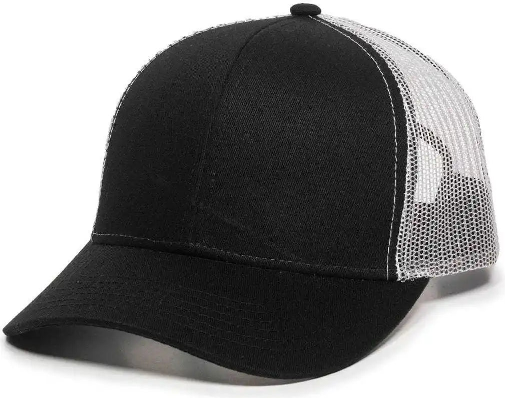 Oc Sports Mbw-600 Team Adjustable Mesh Back Ball Cap - Black White - 6 7/8’’ - 7 1/2’’