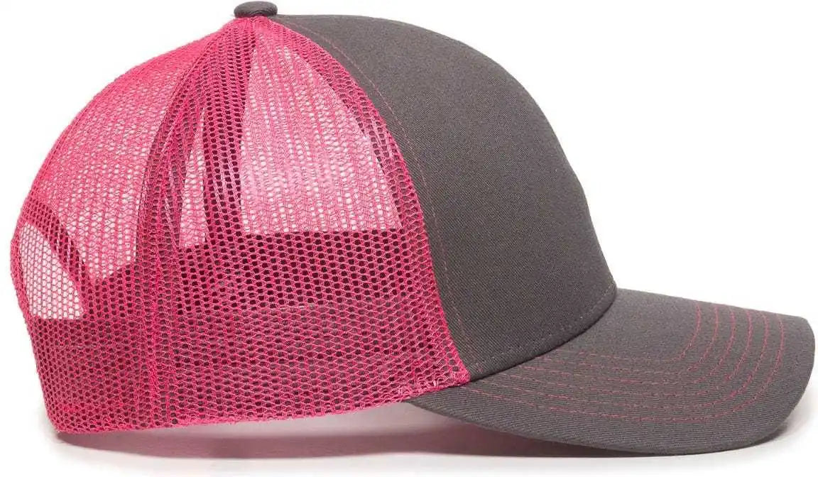 Oc Sports Mbw-600 Team Adjustable Mesh Back Ball Cap - Charcoal Fuchsia - Dark Gray / 6 7/8’’ - 7 1/2’’