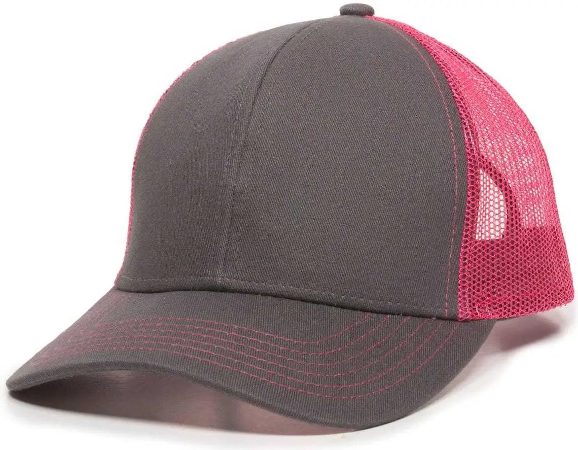 Oc Sports Mbw-600 Team Adjustable Mesh Back Ball Cap - Charcoal Fuchsia - Dark Gray / 6 7/8’’ - 7 1/2’’