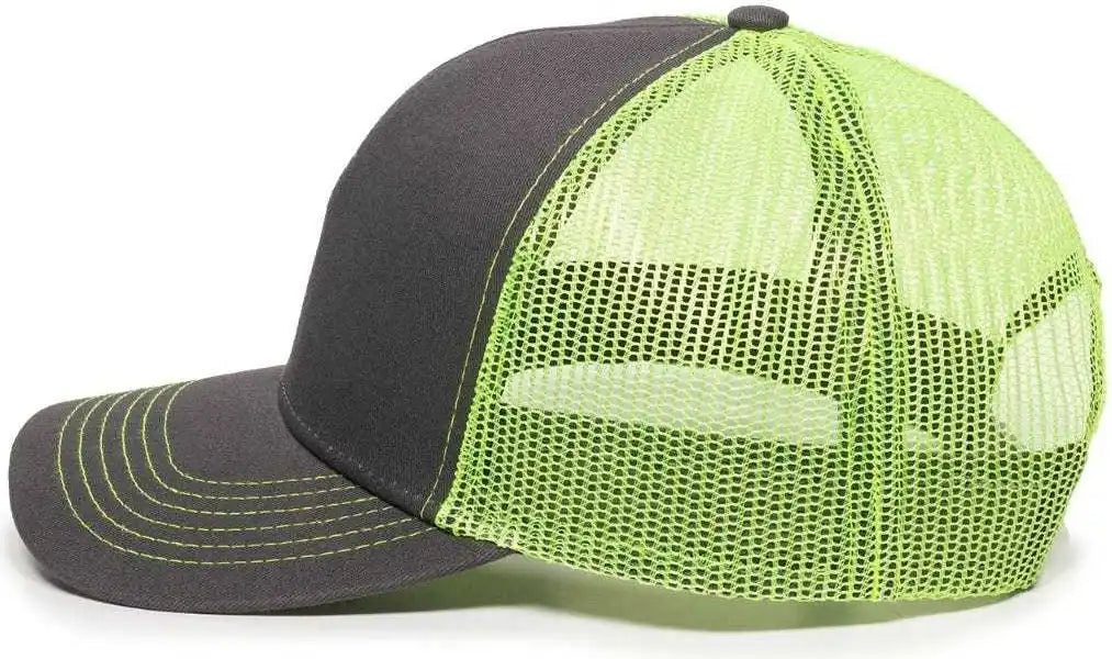 Oc Sports Mbw-600 Team Adjustable Mesh Back Ball Cap - Charcoal Neon Yellow - Dark Gray / 6 7/8’’ - 7 1/2’’