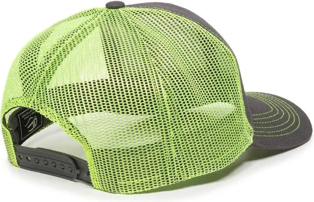 Oc Sports Mbw-600 Team Adjustable Mesh Back Ball Cap - Charcoal Neon Yellow - Dark Gray / 6 7/8’’ - 7 1/2’’