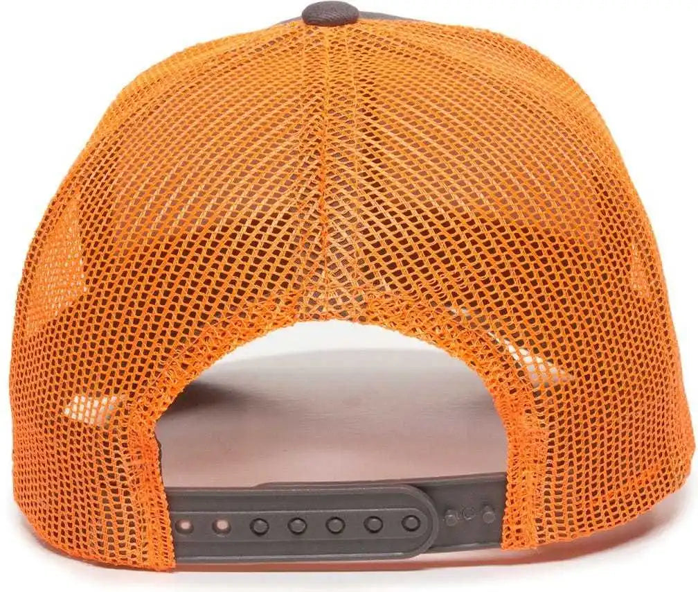 Oc Sports Mbw-600 Team Adjustable Mesh Back Ball Cap - Charcoal Neon Orange - Dark Gray / 6 7/8’’ - 7 1/2’’
