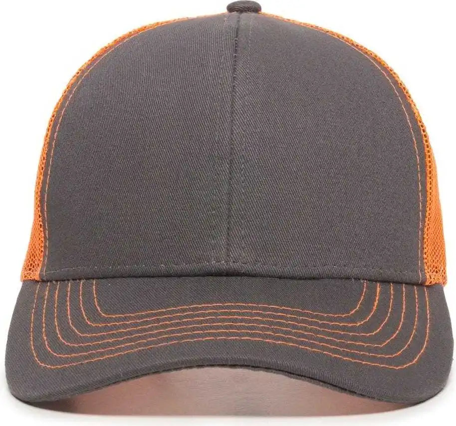 Oc Sports Mbw-600 Team Adjustable Mesh Back Ball Cap - Charcoal Neon Orange - Dark Gray / 6 7/8’’ - 7 1/2’’