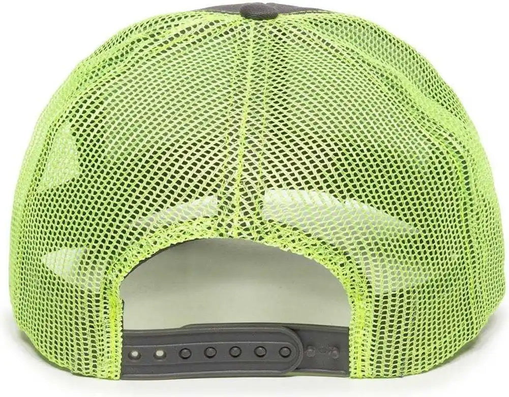 Oc Sports Mbw-600 Team Adjustable Mesh Back Ball Cap - Charcoal Neon Yellow - Dark Gray / 6 7/8’’ - 7 1/2’’
