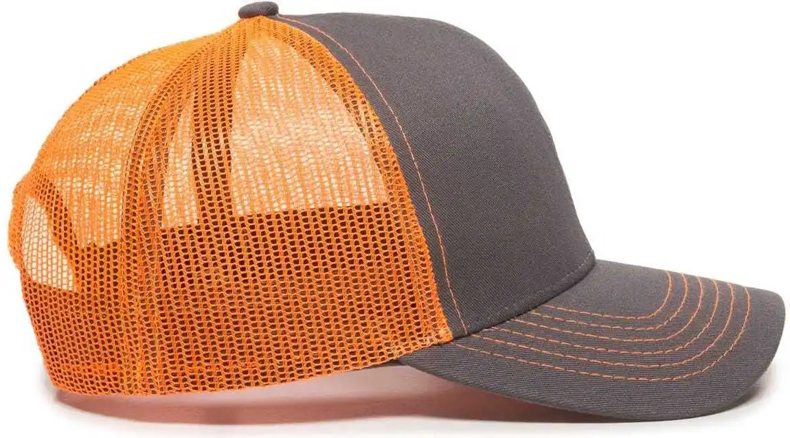 Oc Sports Mbw-600 Team Adjustable Mesh Back Ball Cap - Charcoal Neon Orange - Dark Gray / 6 7/8’’ - 7 1/2’’