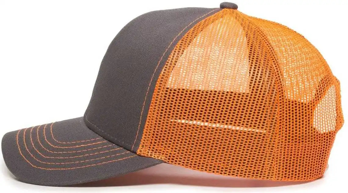 Oc Sports Mbw-600 Team Adjustable Mesh Back Ball Cap - Charcoal Neon Orange - Dark Gray / 6 7/8’’ - 7 1/2’’