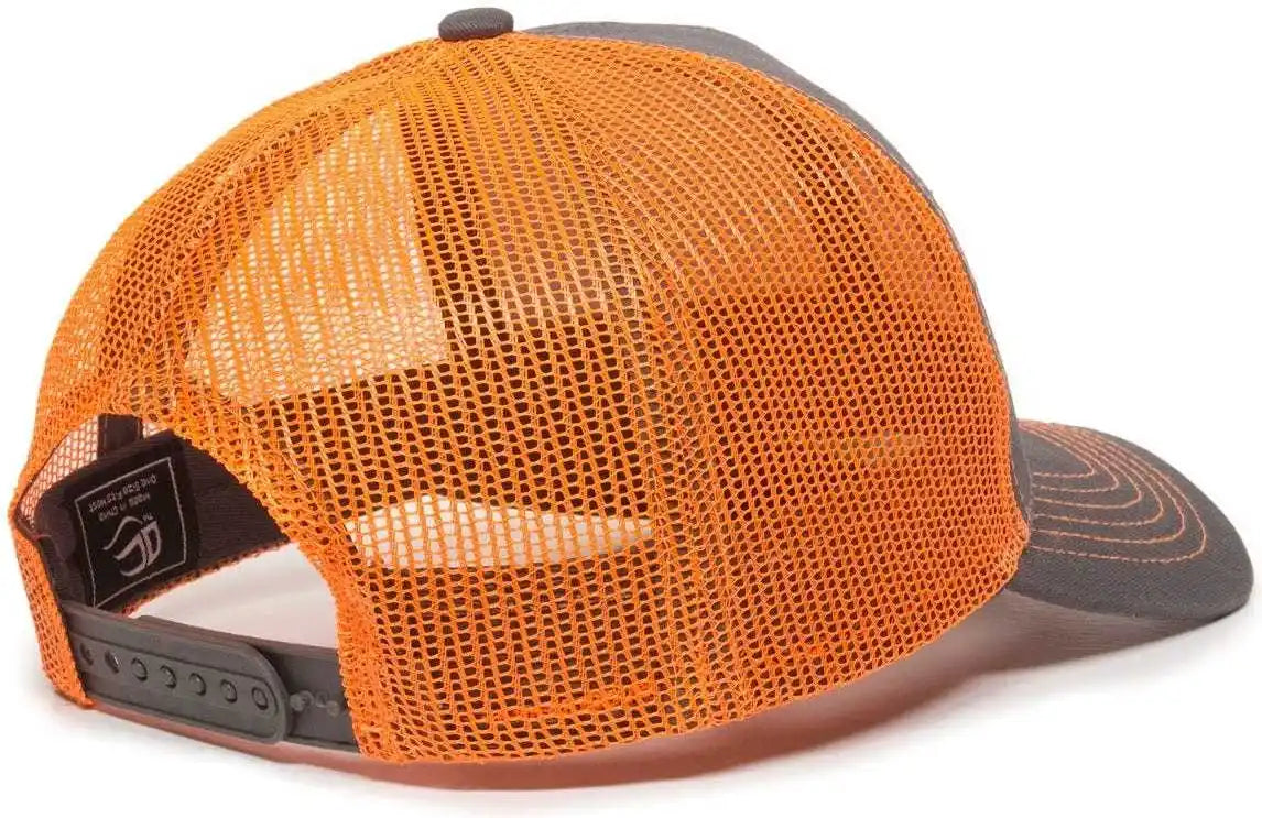 Oc Sports Mbw-600 Team Adjustable Mesh Back Ball Cap - Charcoal Neon Orange - Dark Gray / 6 7/8’’ - 7 1/2’’
