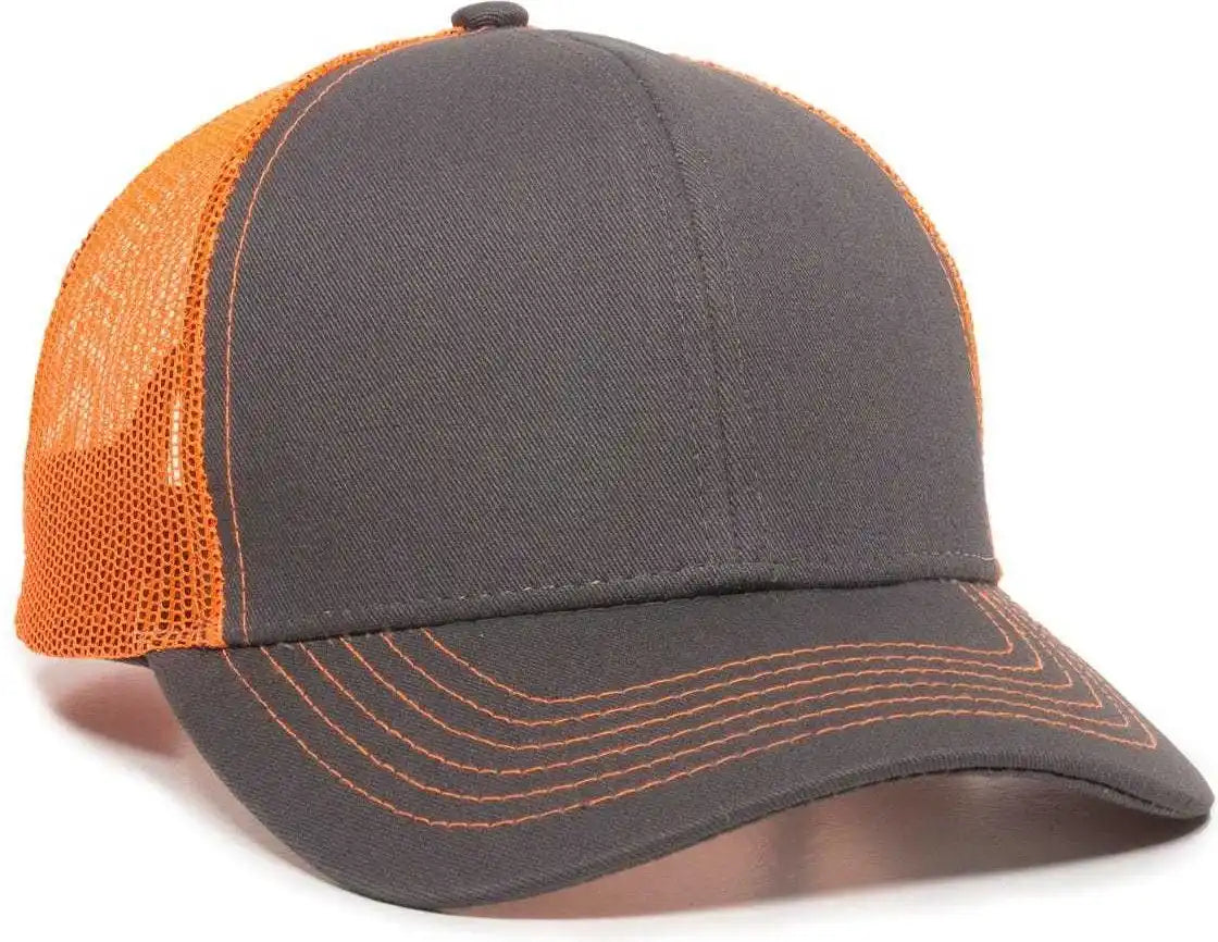 Oc Sports Mbw-600 Team Adjustable Mesh Back Ball Cap - Charcoal Neon Orange - Dark Gray / 6 7/8’’ - 7 1/2’’