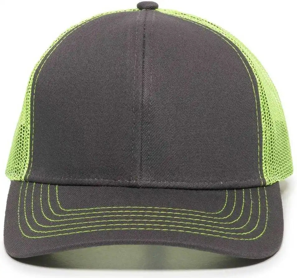 Oc Sports Mbw-600 Team Adjustable Mesh Back Ball Cap - Charcoal Neon Yellow - Dark Gray / 6 7/8’’ - 7 1/2’’