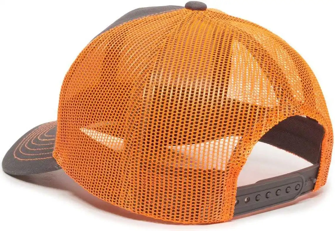 Oc Sports Mbw-600 Team Adjustable Mesh Back Ball Cap - Charcoal Neon Orange - Dark Gray / 6 7/8’’ - 7 1/2’’