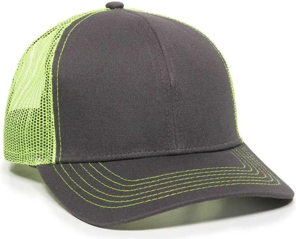 Oc Sports Mbw-600 Team Adjustable Mesh Back Ball Cap - Charcoal Neon Yellow - Dark Gray / 6 7/8’’ - 7 1/2’’