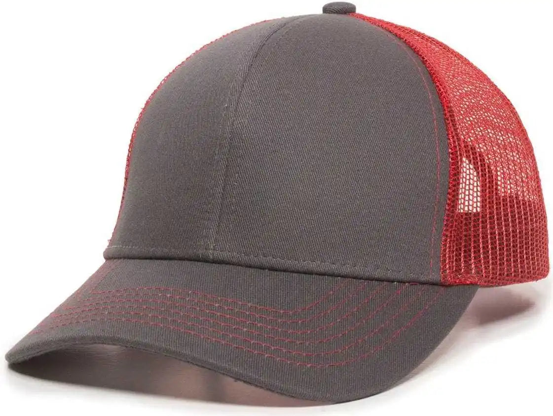 Oc Sports Mbw-600 Team Adjustable Mesh Back Ball Cap - Charcoal Red - Dark Gray / 6 7/8’’ - 7 1/2’’