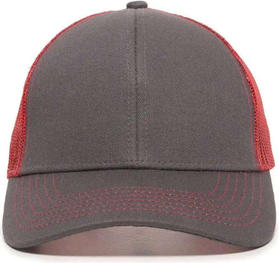 Oc Sports Mbw-600 Team Adjustable Mesh Back Ball Cap - Charcoal Red - Dark Gray / 6 7/8’’ - 7 1/2’’