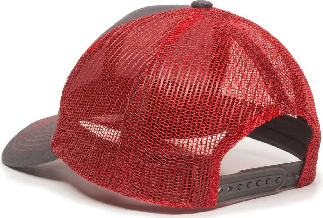 Oc Sports Mbw-600 Team Adjustable Mesh Back Ball Cap - Charcoal Red - Dark Gray / 6 7/8’’ - 7 1/2’’