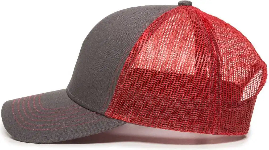 Oc Sports Mbw-600 Team Adjustable Mesh Back Ball Cap - Charcoal Red - Dark Gray / 6 7/8’’ - 7 1/2’’